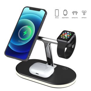 3 IN 1 15 W Manyetik Kablosuz Şarj Iphone 12 Pro Max 11 XR Apple İzle 6 SE 5 Airpods Manyetik Masaüstü Şarj İstasyonu Hızlı Şarj Şarj Baz Standı Fit Samsung