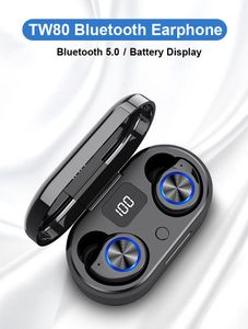 Mini TWS Kulakiçi Dokunmatik Renkler RoHS Inalambicos Auriküler Bluetooth Kulaklık Su Geçirmez Şarj Kutusu Kulaklık TW80 Ile