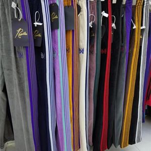 AWGE Needles Pants Rocky Pants Hip Hop 1:1 Высокое качество с вышивкой бабочки Спортивные штаны Japan Needles Trousers X0628