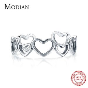 925 Ayar Gümüş Düzensiz Kalp Ajustable Parmak Yüzükler Moda Kadınlar Için Basit Güzel Takı Hediye 210707