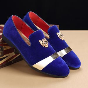 Новый продукт Простой дизайн Мужская Обувь Металлические Украшения Весна и Осень Британский Стиль Ловики Синие Удобные Блестящие вечеринки Обувь