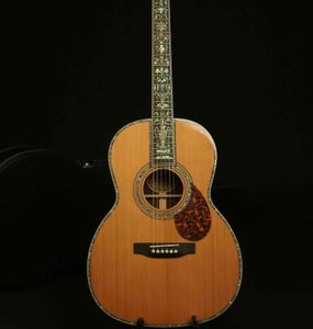 Özel Grand 39 inç Katı Cedar Üst OOO Şekli Akustik Gitar Gerçek Abalone Abanoz Klavye Gülağacı Arka Yüzler