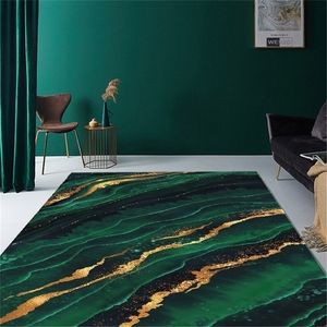 Современная роскошная зеленая гостиная ковровое покрытие украшение изумрудный ковер абстрактный большой этаж коврик моющиеся спальни противоскользящие настроить 220301