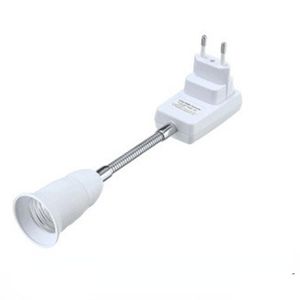 E27 to EU Plug Lamp Adapter PBT housing 20cm Soft Tube Flexible Extension LED Lamp Base Wall Bulb Holder Screw Book Lamp Socket