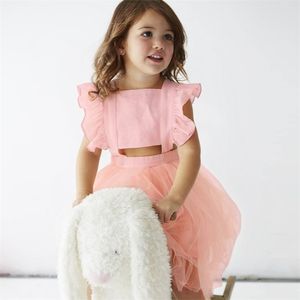 Prenses Kız Tutu Elbiseler Yaz Kolsuz Elbise Toddler Moda Siyah / Pembe Güzel Balo 210619