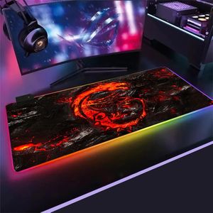 Novo design MSI Mouse Pad LED RGB Grande tamanho XXL Gamer Anti-Slip Borracha almofada tapetes para laptop tapete mouse pad