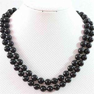 Черные подвески для выпечки краска стекло 10 мм круглые бусины мода нищие ожерелье для женщин ювелирные изделия изготовление 36 дюймов B668