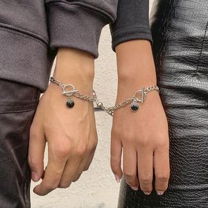 Очаровательные браслеты хип -хоп геометрический круглый черный браслет для пары дружеских ювелирных украшений просто