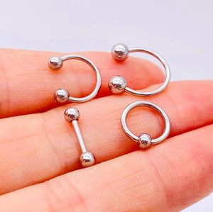 4Pcs/Lot Stainless Steel Nose Rings Stude Industrial Barbell Ear Bone Nails Lip Body Clip Hoop Women Septum Piercing Jewelry