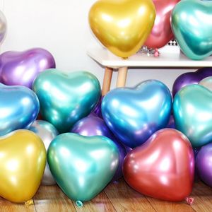 Balon 10 inç Kalp Şeklinde Metal Lateks Doğum Günü Partisi Düğün Dekorasyon Sevgililer Günü