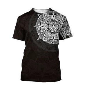 Erkek T-Shirt Aztek Meksika Dövme 3D Her Yerinde Baskılı Erkek/kadın Tasarım Gotik Streetwear Tshirt Büyük Boy 5XL 6XL 90s Erkek Giysileri