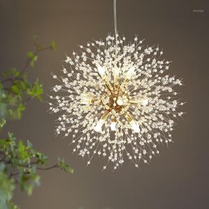 Потрясающая современная хрустальная подвесная люстра в форме одуванчика — элегантный светильник для внутреннего освещения для гостиной, столовой и домашнего декора — Светильники 2021 года