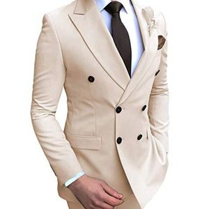 Erkek Takım Elbise 2 Parça Slim Fit Rahat Iş Groomsmen Gri Yeşil Fildişi Yaka Smokin Düğün Suit Blazer Pantolon Yelek X0608