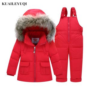 Çocuk Kış Coat Suits Erkek Ördek Aşağı Ceket + Pantolon Giyim Seti Çocuklar Sıcak Kalın Ceket Kar Giymek Parka Bebek Kız Giysileri