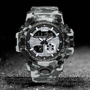 Shiyunme Men Военные часы G Стиль Камуфляж Спортивные Часы Светодиодные Цифровые 50M Водонепроницаемые Часы S Ударные Часы Relogio Masculino G1022
