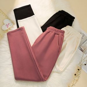 Mulheres Plus Size 4xl Sweatpants Winter Velvet Elastic Cintura Alta Calças Femininas Calças Longa Mujer Pant Drop 210514