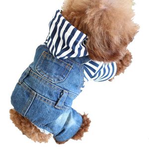 Köpek Giyim Pet Giysileri Köpek Klasik Denim Tulum Ceketi Chihuahua Sevimli Sırıştırıcılar Kazak Küçük-Orta Köpekler Serin Vintage Yıkanmış Yıkatılmış Yelekler