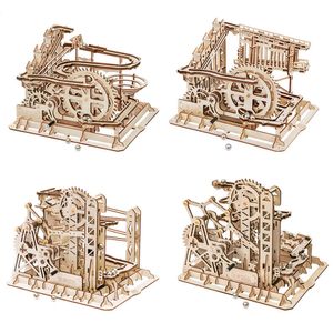 Robotime ROKR Blocks Marble Race Run Maze Balls Track DIY 3D Wooden Puzzle Coaster Model Building Kits Toys for Drop Shipping Q0624