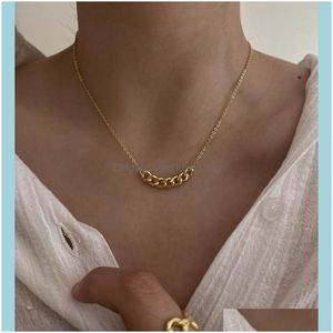 Chains & Pendants Jewelrychains Minimalist Simple Linked Chain Chokers Necklaces For Women Girl Gold Color Metal Alloy Pendant Necklace Fren