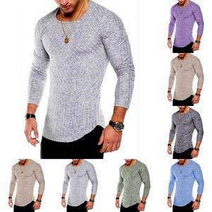 Erkek Uzun Kollu Slim Fit T Shirt Şerit Gömlek Gündelik Giyim Spor Eşofman Tops Bluz