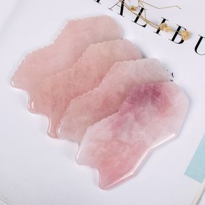 Rose Quartz Jade Guasha Board Pink Natural Massage Stone Scraper Chinese Gua Sha Tools For Face Neck Back Body Acupuncture Pressure Therapy