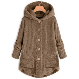 Mont ve Ceketler Kadın Kış Kürk Artı Boyutu Uzun Kollu Sıcak Kadın Boy Kapüşonlu Ceket Kadın