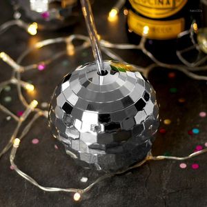 Бокалы вина Портативный серебристый дисковый коктейль коктейль -вечеринка соломенная чашка дискотеке батон