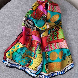 6 мм 100% чистый шарф дизайнер Cat Shall Follard женщины длинные натуральные шелковые обертывания цифровые печатные Pashmina Hijab роскошный бренд 2020