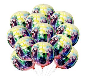 Disko Balon Alüminyum Folyo Balonlar Parti Dekorasyonu Metalik Helyum Balon Dans Doğum Doğum Düğün Bebek Duş 22 İnç Yuvarlak Hang Delik ile Şekla