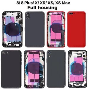 Tam konut iphone 8 8plus x XR XS Max Geri Cam Orta Çerçeve Şasi Ev Montaj Pil Kapağı Kapı Kablo