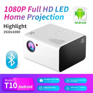 T10 Android ЖК-проектор 1080P Full HD светодиодные проекторы WiFi Bluetooth 2800 люменов Beamer Home Business Media Player Kids Education Game