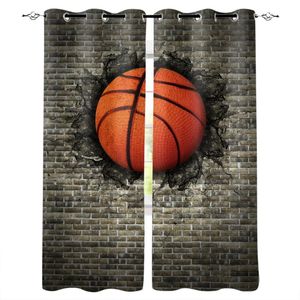 Perde Perdeler Basketbol Tuğla Duvar Çatlak Çocuk Yatak Odası Perdeleri Modern Dekorasyon Ev Oturma Odası
