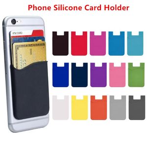 15 Colors Phone Card Holder Silicone Adhesive Stick-on ID Credit Cards Wallet Case Pouch Sleeve Pocket Compatible with Smartphones