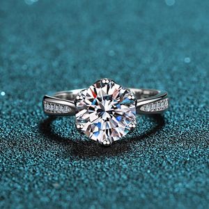 Cluster Rings InBeaut Качество 925 серебро отлично вырезать 3 CT круглый проход алмазный тест D цвет моасанит кольцо для женщин вовлечения ювелирных изделий