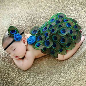 Doğan Bebek Kız Tavuskuşu Tüy Seti 2 adet Funcy Kıyafet Bebek Bebe PROGRACK Elbise Için + Kafa Güzel Suit 210529