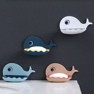 Soap Dish Box Cute Cartoon Whale Soap Holder Case Home Shower Travel Container Storage Drainer Plate Tray Bathroom Supplies Gadgets JY0111