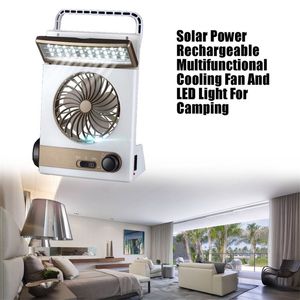 Luz solar ao ar livre multifuncional com lanterna de ventilador Portátil 30 LEDs Lâmpada de mesa Potência recarregável mini fãs elétricos