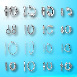 NOVO 100% Prata Esterlina 925 pandora Brincos Love Heart Zircon Big Ear Studs charm Beads Fit Original DIY Dangler Wholesale factory