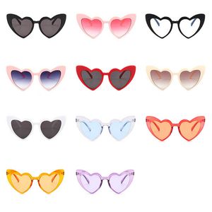 Moda Kadınlar Kedi Göz Kalp Şekli Varyasyon Güneş Gözlüğü 11 Renkler Katı Çerçeve Büyük Gözler Lady Gözlük Toptan