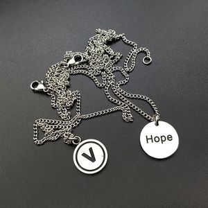 Anhänger Halsketten Halskette Männer Runde Hoffnung Typenschild Edelstahl Hip Hop Brief Aussage Schmuck Für Hals Großhandel