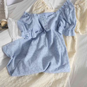 Mantar Kare Yaka Vintage Göğüslü Elbise Yaz Casual Kanca Çiçek Hollow Paket Kalça Bölünmüş Uzun Kadın Vestidos 210420