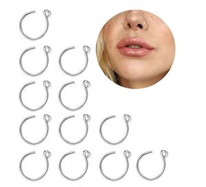 Lot50pcs Clip на поддельных губах 20G Hoop Labret носовые кольца хирургические стальные не дыры без пирсинга тела ювелирные изделия