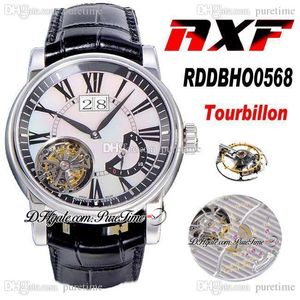 AXF Hommage Uçan Turbillon El Sargı Mekanik Erkek İzle RDDBHO0568 MOP Dial Siyah Roma Deri Kayış Super Edition 2021 Saatler Puretime B2