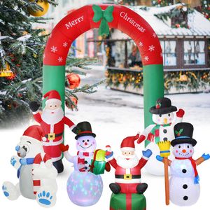 Gigante inflável Papai Noel Brinquedos infláveis ​​ao ar livre Adereços de Natal Decor Arch Ornament Festies Acessórios L220720