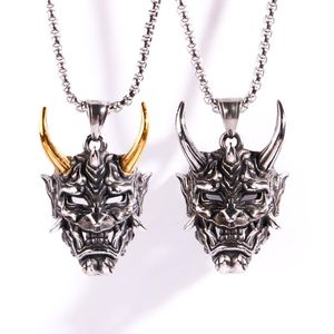Подвесные ожерелья личности треугольник призрак золотой рог серебряный серебряный маска из нержавеющей стали титан