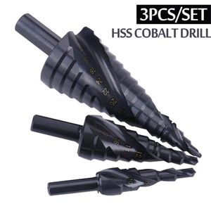 3PCS SET 4-32MM HSS Cobalt Step Stepped Drill Bit Set Nitrogen High Speed Steel Spiral For Metal Cone Triangle Shank Hole