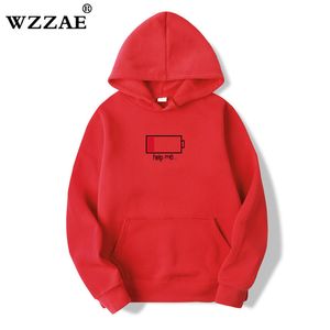 Wzzae 2020 Düşük Yardım Bana Hoodies Erkekler 3D Yaratıcı Kapşonlu Tişörtü Moda Streetwear Hip Hop Siyah Hoodie Erkek Artı Boyutu S-XXL Y0319