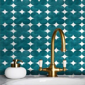 Retro Blue clover handmade tile bathroom dining room floor non slip kitchen Tiles 300x300