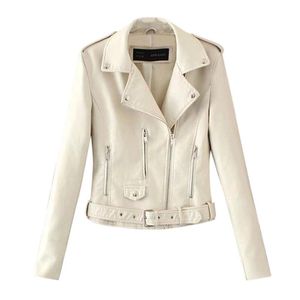 Kadın Ceketler Chaquetas Mujer 2021 Kadınlar Bayanlar Yaka Motor Coat Zip Biker Kısa Punk Kırpılmış Tops Artı Boyutu Sonbahar Kış Veste Femme Jac