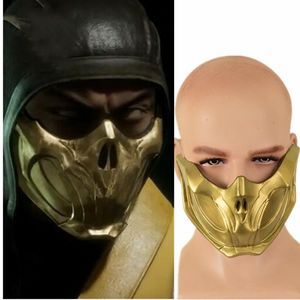 Altri articoli per feste per eventi Gioco Mortal Kombat SCORPION Maschera cosplay Mezza faccia dorata in lattice Donna Uomo Halloween